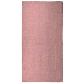 vidaXL Buitenkleed platgeweven 100x200 cm rood, Verzenden
