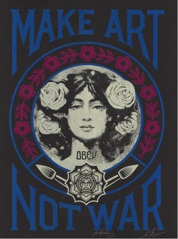 Shepard Fairey (OBEY) (1970) - Make Art Not War (Painting) -, Antiek en Kunst