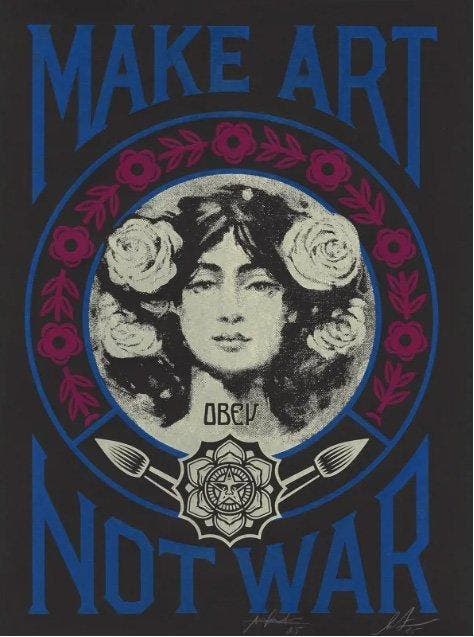 Shepard Fairey (OBEY) (1970) - Make Art Not War (Painting) -, Antiquités & Art, Art | Objets design