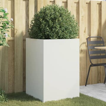 vidaXL Plantenbak 52x48x75 cm staal wit, Verzenden