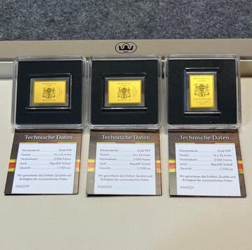 Tsjaad. 3000 Francs 3 x 1/500 oz, Gold .999 (Zonder, Postzegels en Munten