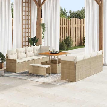 vidaXL Tuinbank Set Beige en Crème, Tuin en Terras, Verzenden, Nieuw