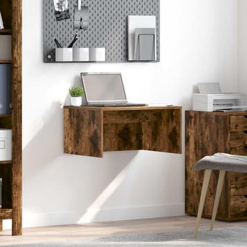 vidaXL Aan de muur bevestigd bureau Gerookt eiken 60 x 45 x, Verzenden