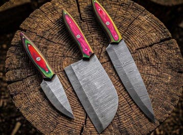 Hand Forged Damascus Steel wooden handles Kitchen Blades