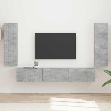 vidaXL Tv-meubelset 4 st Beton Grijs Bewerkt hout, Verzenden