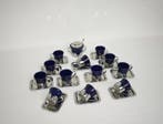 Koffieservies (26) - Keramiek, Staal - Emaille donkerblauw, Antiek en Kunst
