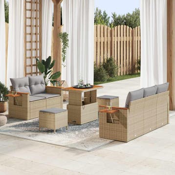 vidaXL Tuinbank Set 8 st Beige poly rattan, Verzenden