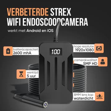 Strex Inspectiecamera 10M - Android/IOS - IP68 Waterdicht, Verzenden, Nieuw