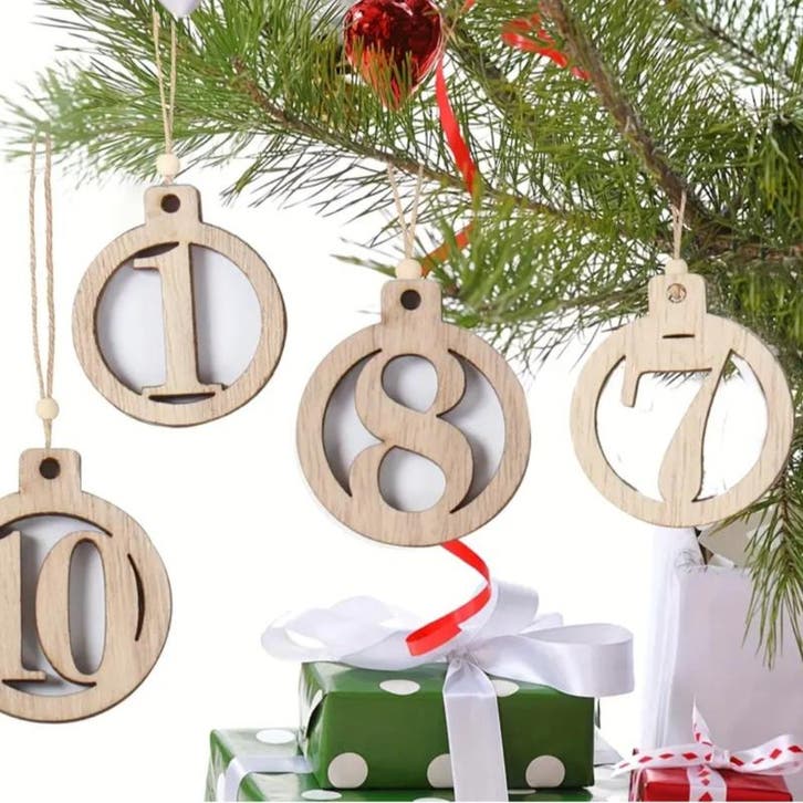 24 houten cijfers adventskalender - inclusief touw - adve..., Diversen, Wenskaarten, Nieuw, Verzenden