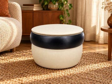 schitterende vintage naai poef opbergbox - Pouf - Bois, skai