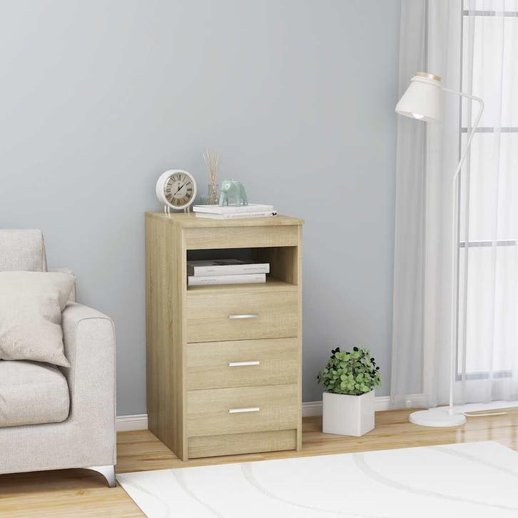 vidaXL Ladekast 40x50x76 cm bewerkt hout sonoma eikenkleurig, Maison & Meubles, Armoires | Autre, Envoi