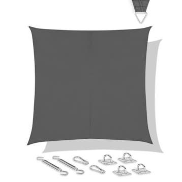 Schaduwdoek vierkant – 360x360 cm - grijs | incl. RVS, Verzenden, Nieuw