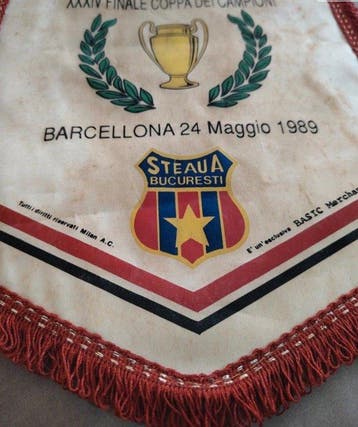 alrro Milan steaua bucarest - 1989 - Drapeau/fanion, Collections