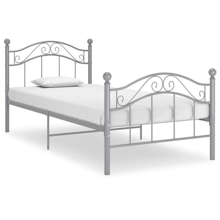 vidaXL Bedframe metaal grijs 90x200 cm, Maison & Meubles, Chambre à coucher | Lits, Envoi