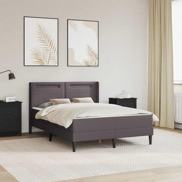 vidaXL Bedframe met matras Grijs 140 x 190 cm Kunstleer, Huis en Inrichting, Slaapkamer | Matrassen en Bedbodems, Verzenden, Nieuw