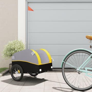 vidaXL Fietstrailer 30 kg ijzer zwart en geel, Verzenden, Nieuw