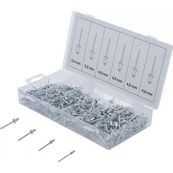 Popnagel assortiment | aluminium | 2,4 - 4,8 mm | 400-dlg., Verzenden, Nieuw