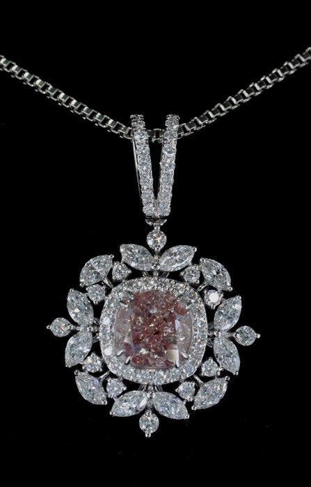 Hanger - 14 karaat Witgoud - 2.41ct. tw. Bruin Diamant, Handtassen en Accessoires, Antieke sieraden