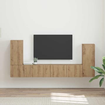vidaXL Tv-meubelset 4 st Artisan Eiken Bewerkt hout, Huis en Inrichting, Verzenden, Nieuw