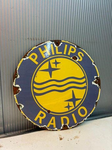 Philips Radio – Klassiek Logo – Rond Emaille Reclamebord -
