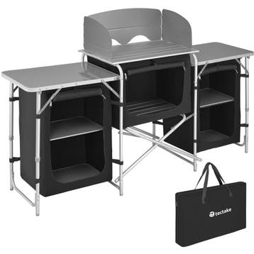 tectake Campingkeuken met aluminium frame 172 x 52 x 104 cm, Caravans en Kamperen, Kampeeraccessoires, Verzenden, Nieuw