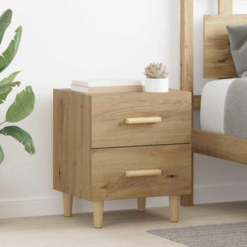 vidaXL Bedkast 2 st Artisan Eiken 40 x 35 x 47.5cm Bewerkt, Verzenden
