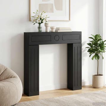 vidaXL Haardombouw Zwart 102 x 18 x 100,5 cm Bewerkt hout, Verzenden, Nieuw