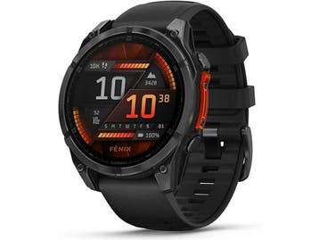 Garmin Fenix 8 47 mm leigrijs titanium met zwarten polsband, Handtassen en Accessoires, Verzenden, Zo goed als nieuw, Garmin