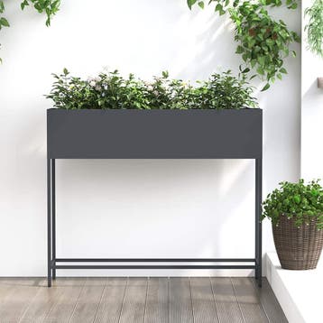 vidaXL Verhoogde Tuin Plantenbak Antraciet 100 x 26 x 82 cm, Verzenden