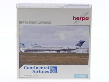 Schaal 1:500 Herpa 506021 Boeing MD-81 Continental Airlin..., Ophalen of Verzenden