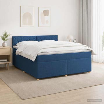 vidaXL Boxspringbed met matras met hoofdeinde Blauw 160 x, Verzenden, Nieuw