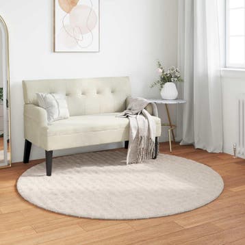 vidaXL Vloerkleden Rond SIROLO Beige Ø 200 CM Polyester, Huis en Inrichting, Verzenden, Nieuw