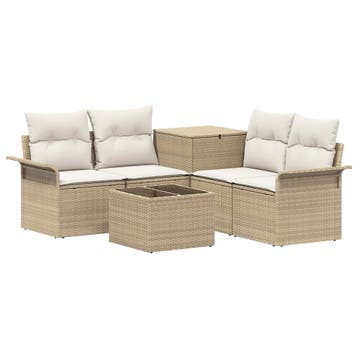 vidaXL Bankstel 6 pcs 4-Aantal zitplaatsen Beige en Crème, Verzenden, Nieuw