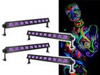 Ibiza Light LED-UVBAR-4 Wash Blacklight 9x 3W 4 Pack, Nieuw