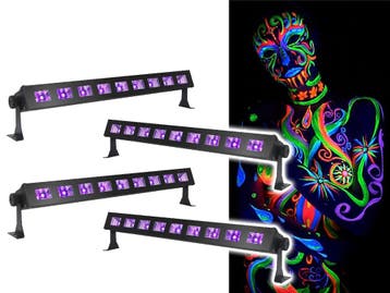 Ibiza Light LED-UVBAR-4 Wash Blacklight 9x 3W 4 Pack, Muziek en Instrumenten, Nieuw