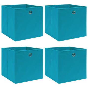 vidaXL Opbergboxen 4 st 32x32x32 cm stof babyblauw, Verzenden