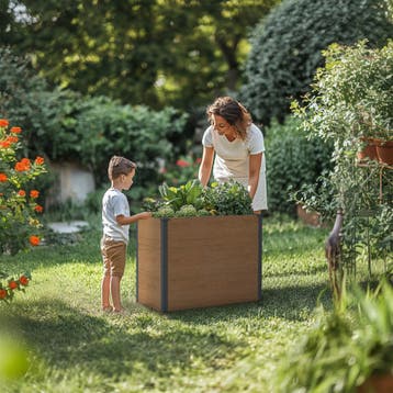 Plantenbak staal houtlook 100 x 50 x 77 cm, Verzenden
