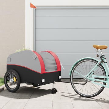 vidaXL Fietstrailer 45 kg ijzer zwart en rood, Verzenden, Nieuw
