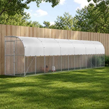vidaXL Kippenhok Tegen de Muur zilver 600 x 150 x 215 cm, Verzenden, Nieuw