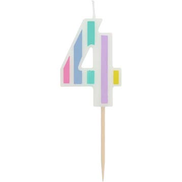 Kaars 4 Jaar Pastel 5cm, Verzenden, Nieuw