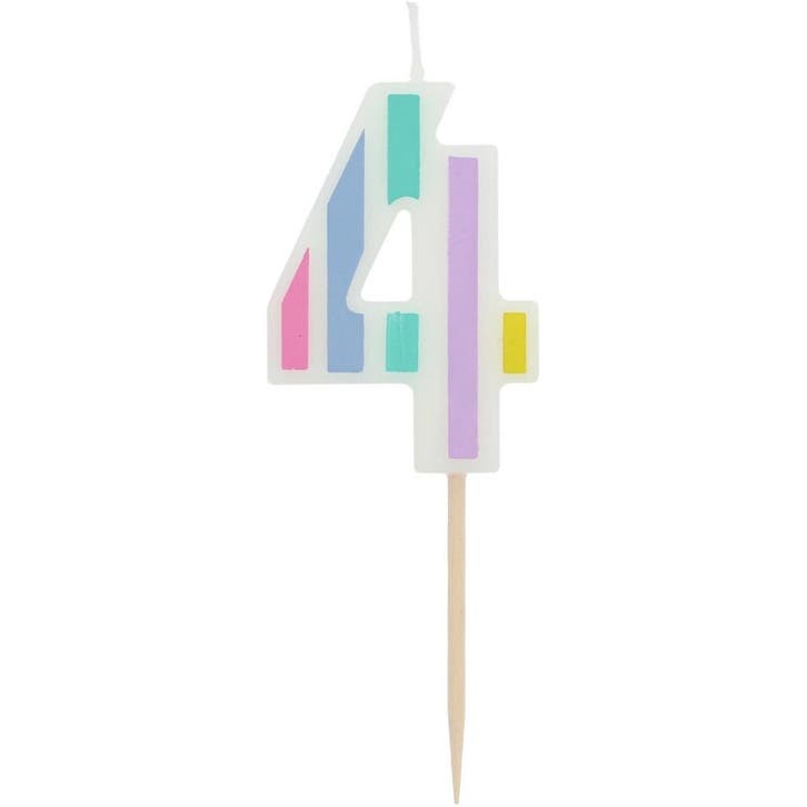 Kaars 4 Jaar Pastel 5cm, Hobby en Vrije tijd, Feestartikelen, Nieuw, Verzenden