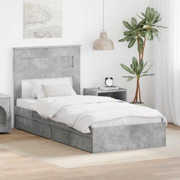 vidaXL Opbergbed met lade Beton Grijs 90 x 190 cm Bewerkt, Verzenden, Nieuw
