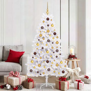 vidaXL Kunstkerstboom 180 cm PVC en Staal Wit, Diversen, Verzenden, Nieuw
