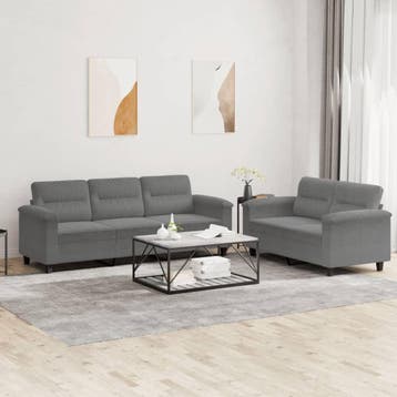 vidaXL 2-delige Loungeset met kussens microvezelstof, Verzenden, Nieuw