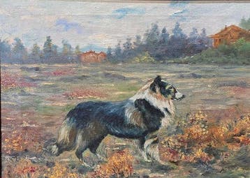 Europese school (XIX) - Perro en el campo