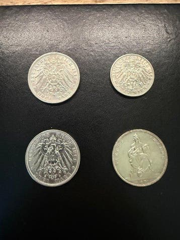 Duitsland. Lot of 4 coins: 2 & 3 Mark 1902/1911 &