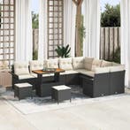 vidaXL Tuinbank Set met kussen 12 pcs Zwart poly rattan, Verzenden, Nieuw