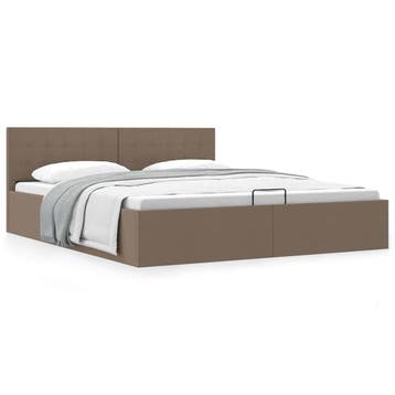 vidaXL Bedframe met hydraulische opslag stof taupe 180x200, Verzenden, Nieuw