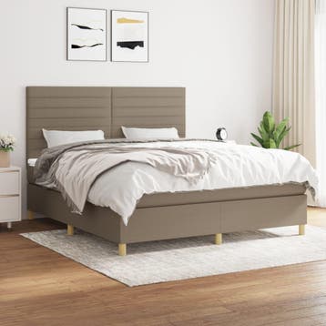 vidaXL Boxspring met matras stof taupe 180x200 cm, Verzenden