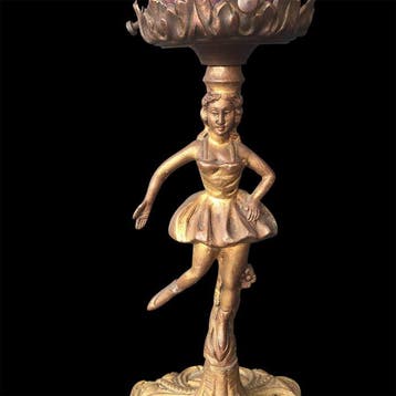 Tafellamp - messing en glas - Art Deco ballerina figuur, Nieuw
